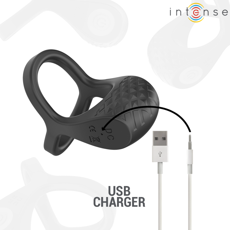 Intense Alex Vibrator - Double Penis Ring 10 Vibrations Black