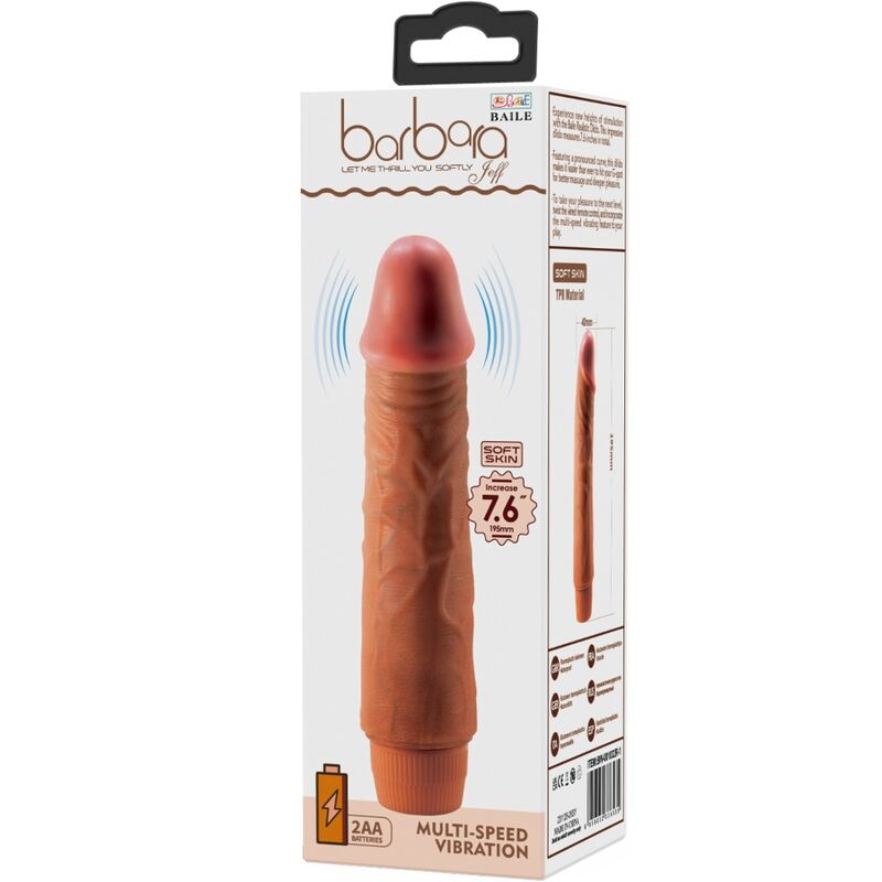 Baile - Jeff Realistic Vibrator 19.5 CM Mulatto — Brown TPR