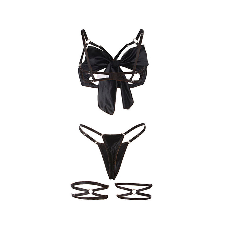 SUBBLIME - 955199 BRA SET WITH ADJUSTABLE BLACK BOW S/M