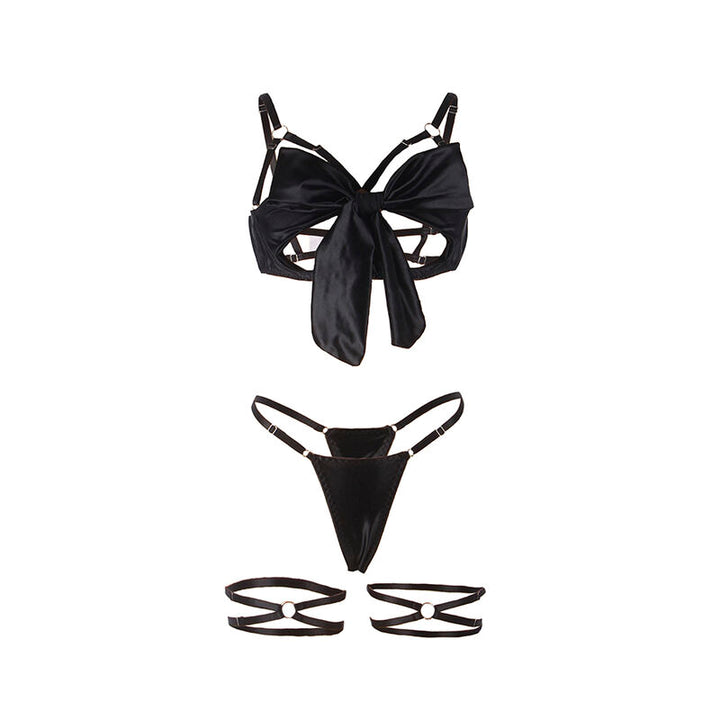 SUBBLIME - 955205 BRA SET WITH ADJUSTABLE BLACK BOW L/XL