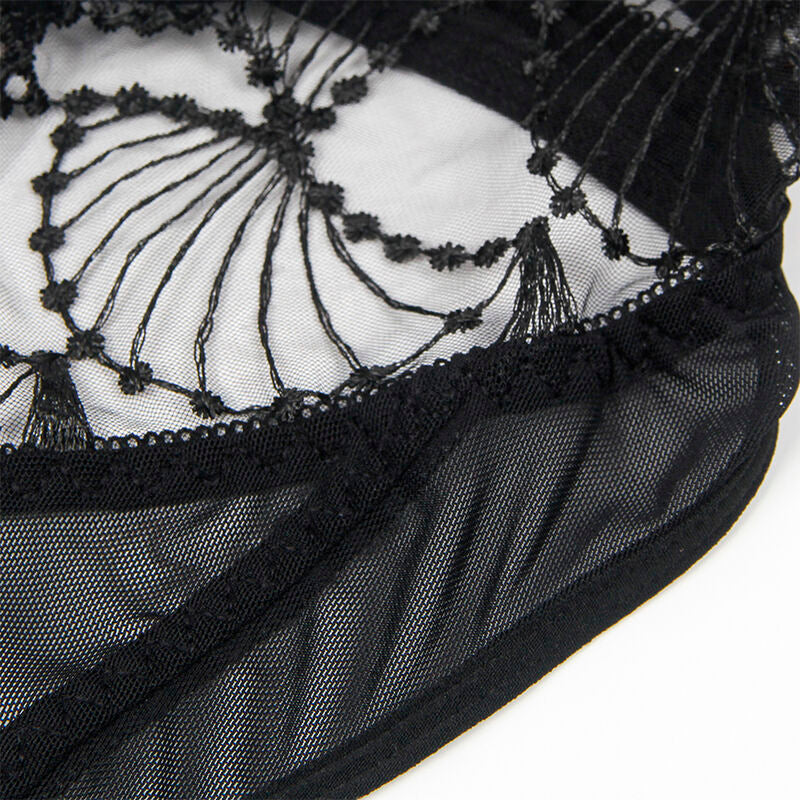 SUBBLIME - 955229 TRANSPARENT BODYSUIT WITH HOLLOW LACE BLACK L/XL