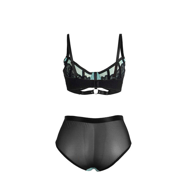 SUBBLIME - 955557 GREEN PATENT LEATHER MESH ZIPPER BRA SET S/M