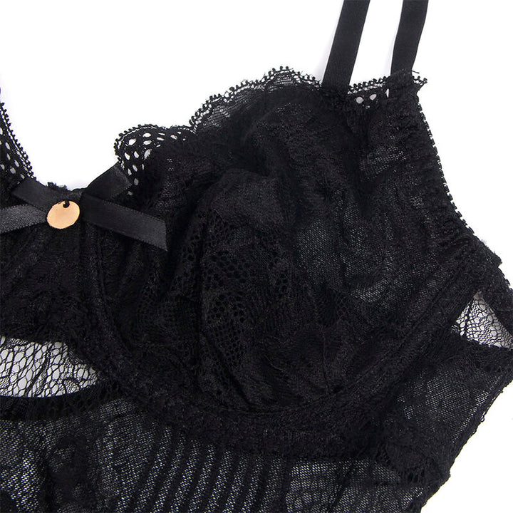 SUBBLIME - 955618 LACE BODYSUIT WITH BOTTOM CLOSURE BLACK S/M