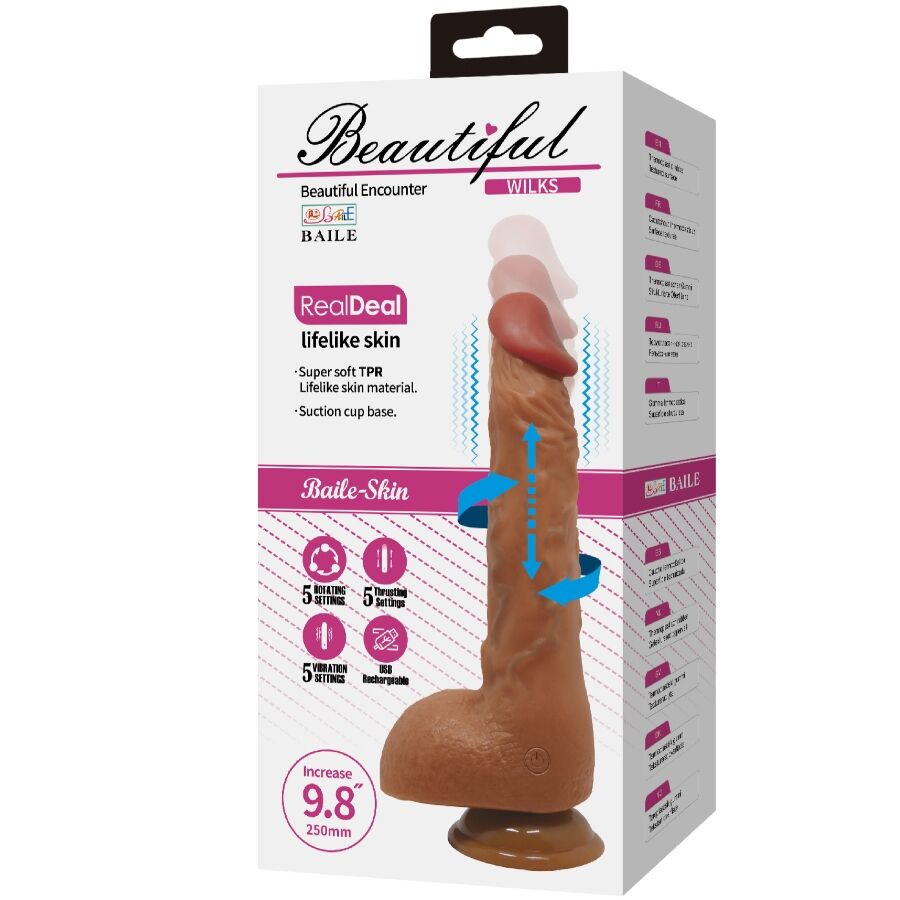 Baile - Beautiful Wilks 5 Setting Realistic Vibrator 25 CM — Brown TPR