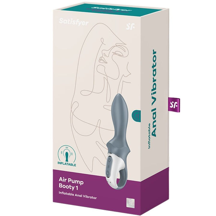 Satisfyer Air - Pump Booty 1 Anal Inflatable Vibrator Grey — Grey silicone