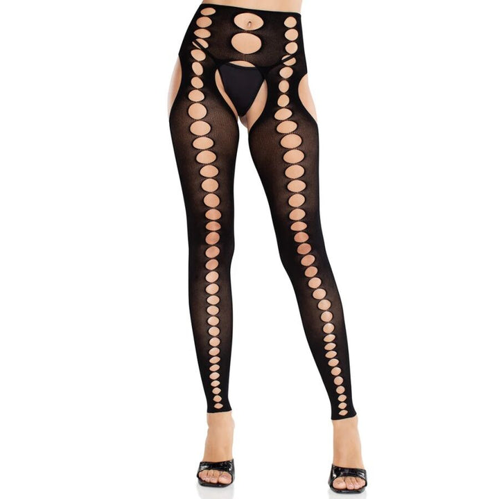 LEG AVENUE - STRAPLESS SEAMLESS OPAQUE STOCKINGS BLACK
