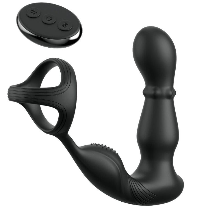 Vibrating Anal Ring And Massager With Remote Control — Black silicone