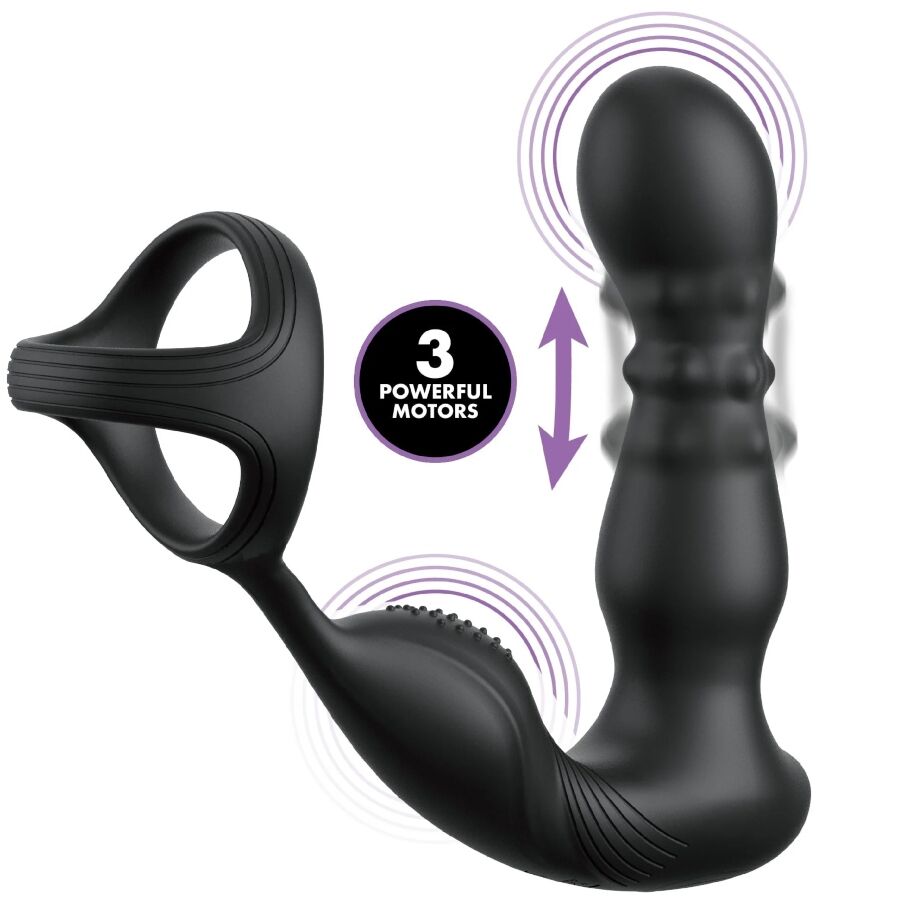 Vibrating Anal Ring And Massager With Remote Control — Black silicone
