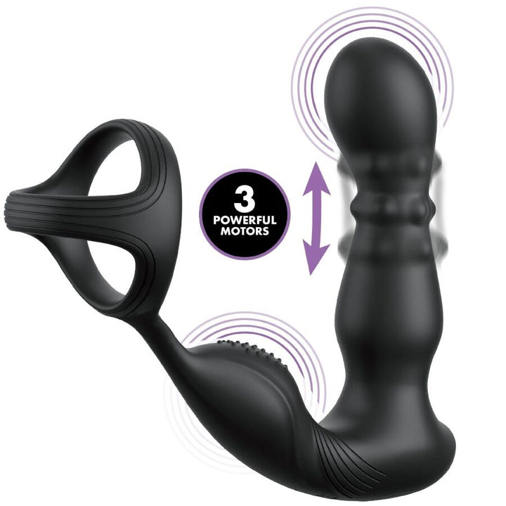 Vibrating Anal Ring And Massager With Remote Control — Black silicone
