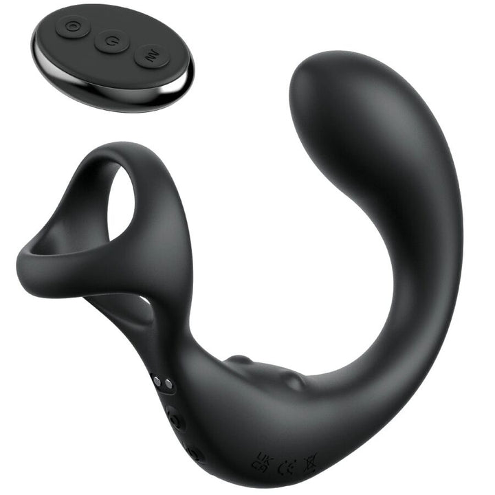 Vibrating Anal Massager With Remote Control — Black silicone