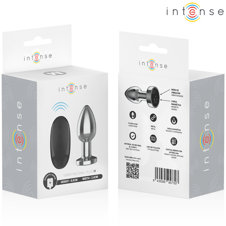 Intense Anal Plug 10 Vibrations Metal — Metal, Size M