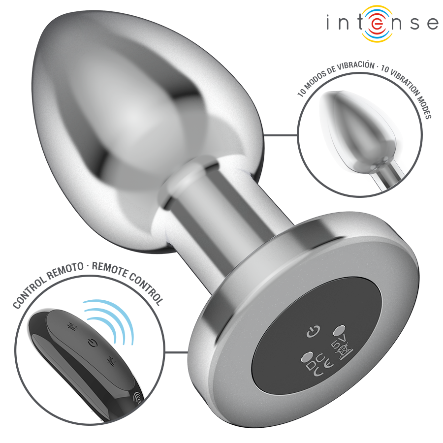 Intense Anal Plug 10 Vibrations Metal — Metal, Size L