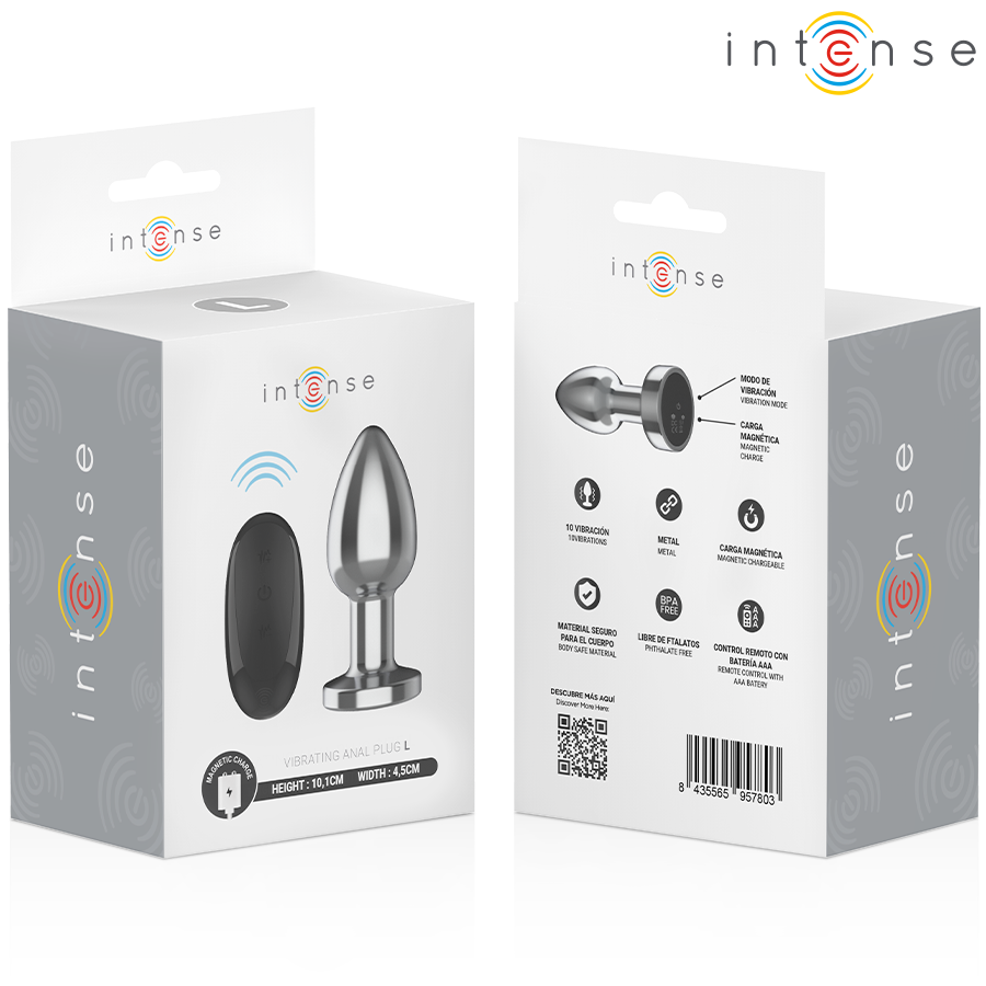 Intense Anal Plug 10 Vibrations Metal — Metal, Size L
