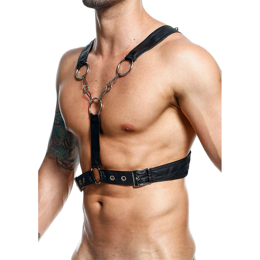 MOB - Dngeon Crossed Black Chain Harness One Size
