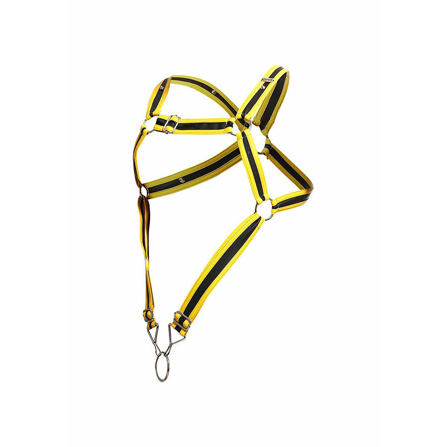 MOB - Dngeon Yellow Crossed Penis Harness One Size