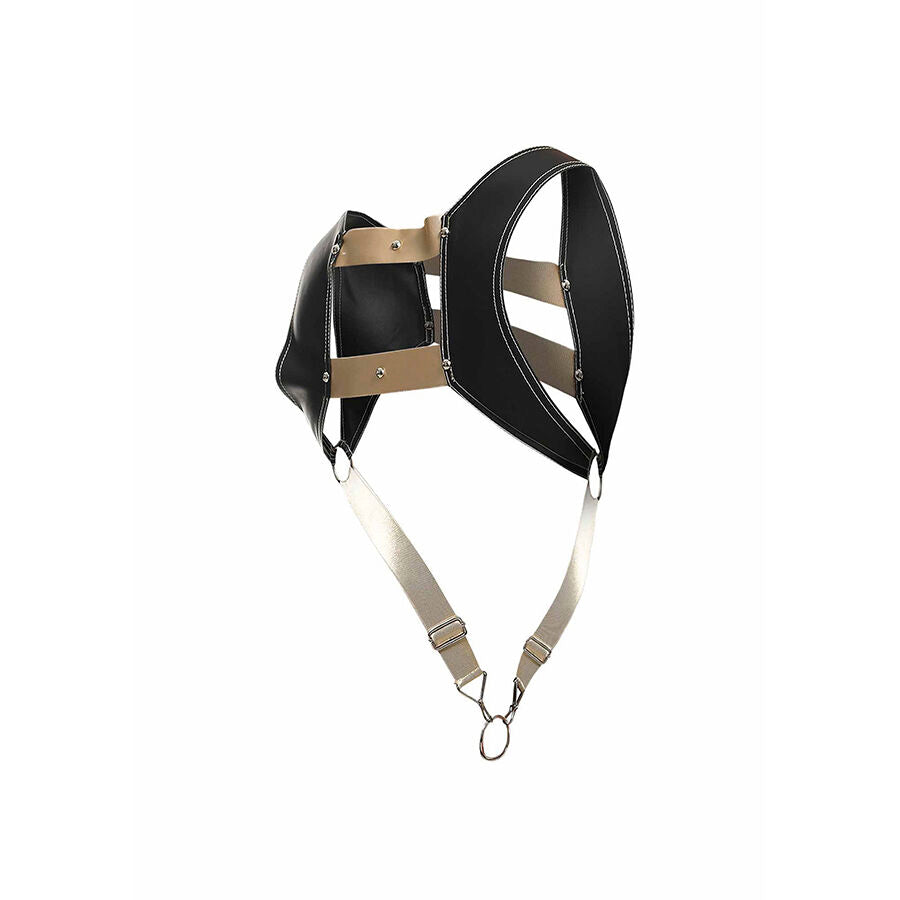 MOB - Dngeon Harness With Golden Penis Ring One Size