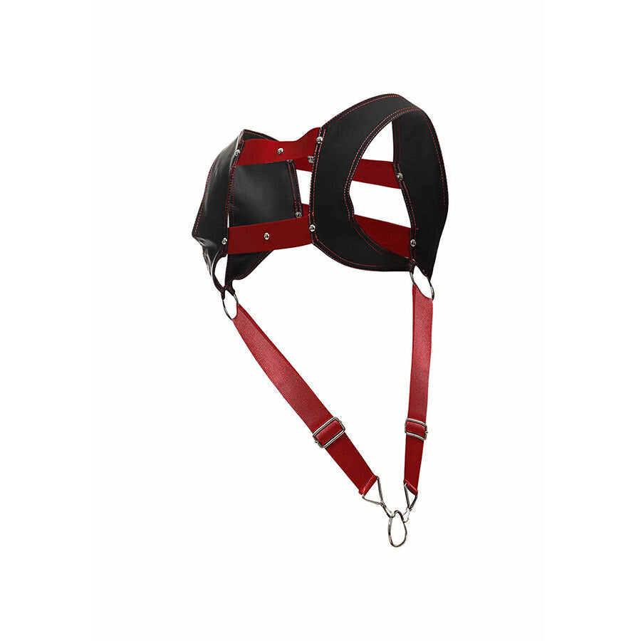 MOB - Dngeon Harness With Red Penis Ring One Size