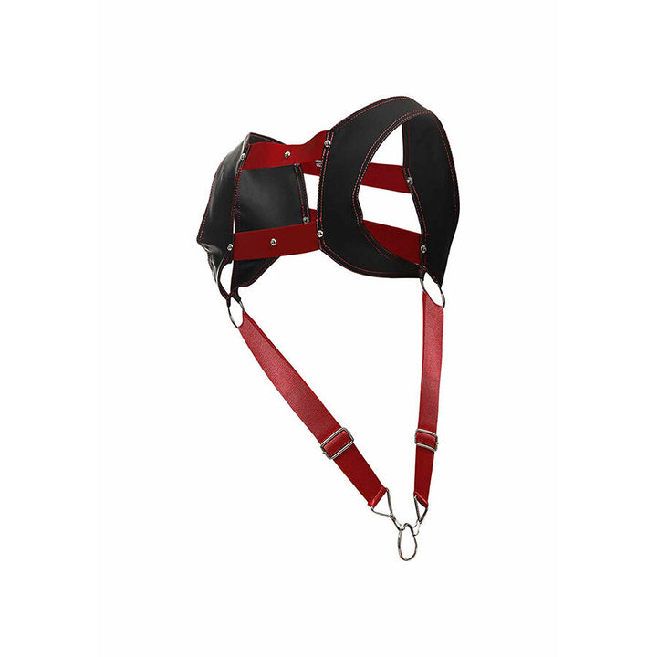 MOB - Dngeon Harness With Red Penis Ring One Size