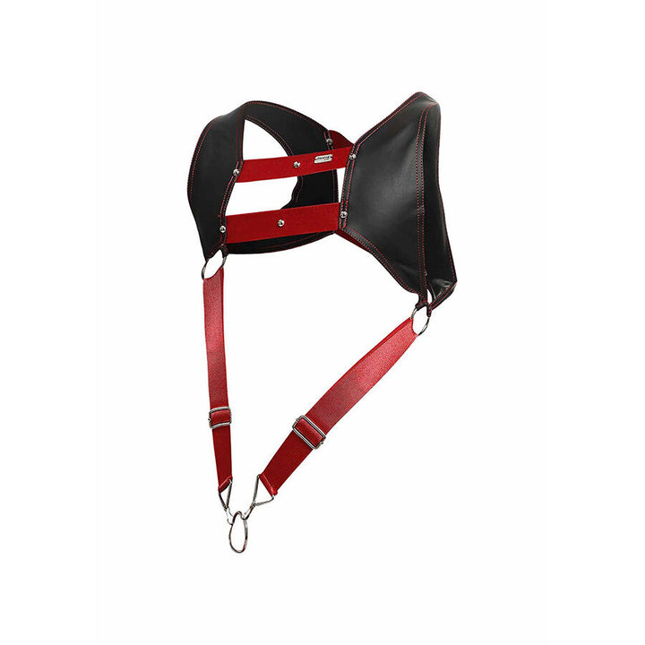 MOB - Dngeon Harness With Red Penis Ring One Size