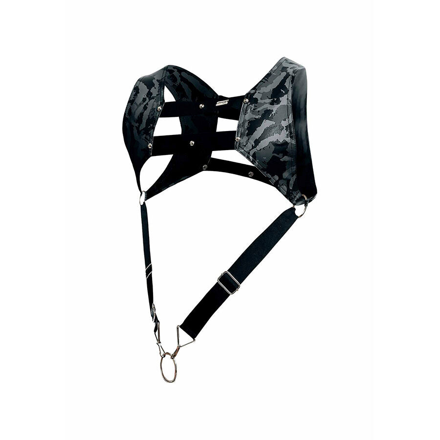 MOB - Dngeon Harness With Silver Penis Ring One Size