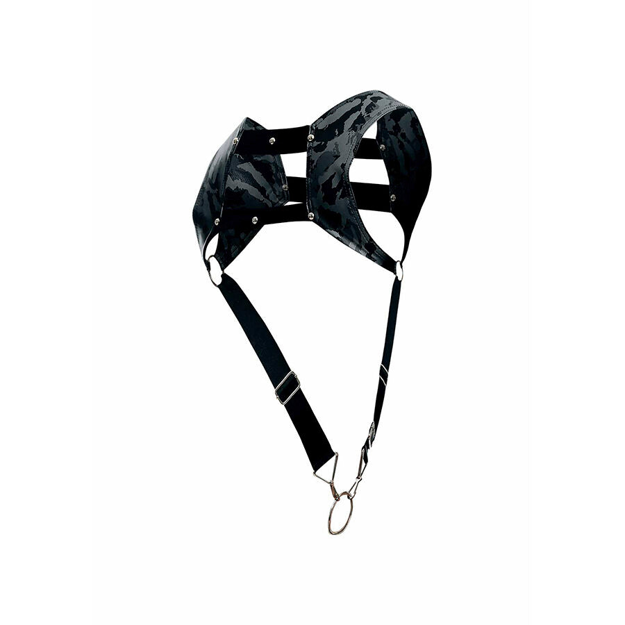 MOB - Dngeon Harness With Silver Penis Ring One Size