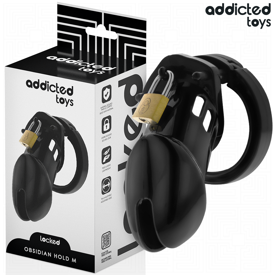 Addicted Toys Locked Obsidian Hold penis cage, size M