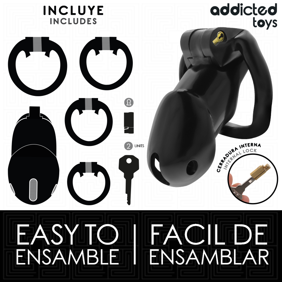 ADDICTED TOYS LOCKED - MINDNIGHT CELL PENIS CAGE SIZE L