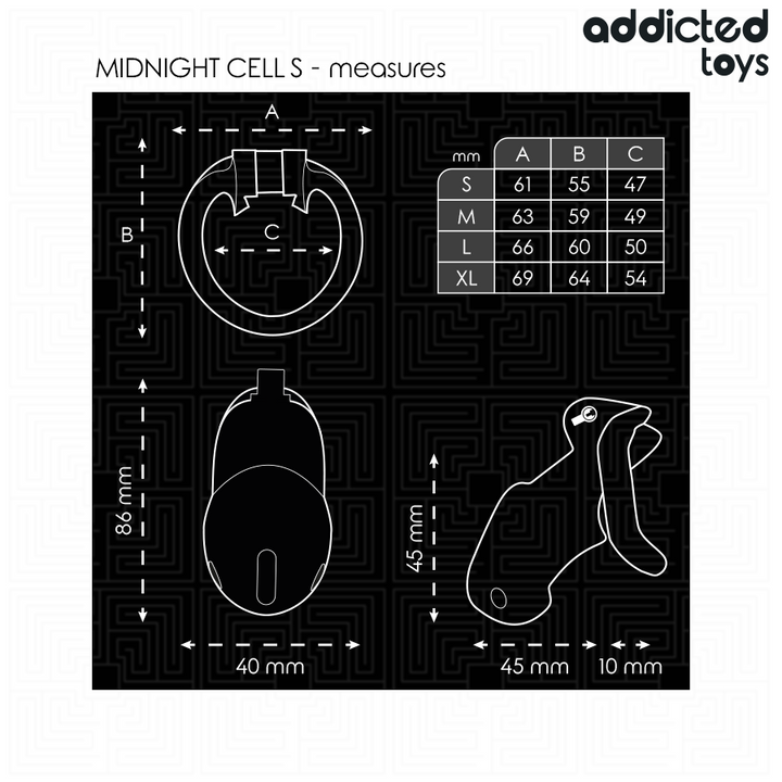 ADDICTED TOYS LOCKED - MINDNIGHT CELL PENIS CAGE SIZE S