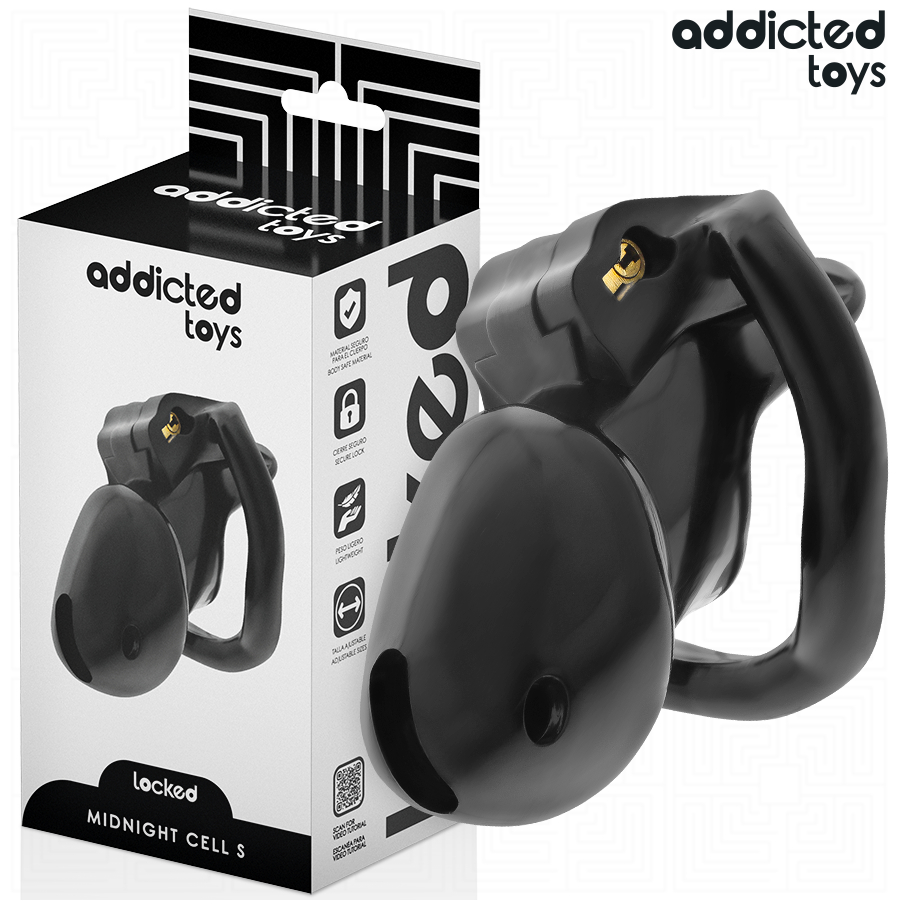 Addicted Toys locked midnight cell penis cage, size S