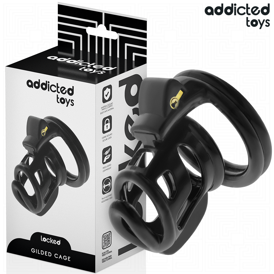 Addicted Toys Locked Gilden Cage silicone penis cage, 8.5 cm