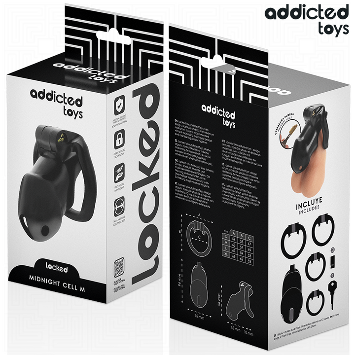 ADDICTED TOYS LOCKED - MINDNIGHT CELL PENIS CAGE SIZE M