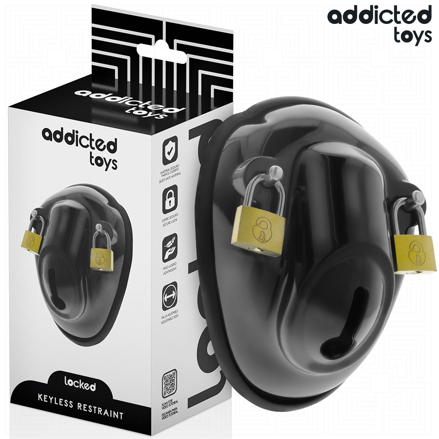Addicted Toys locked keyless restraint penis cage, 11.5 cm