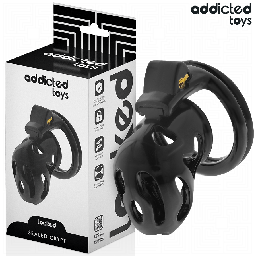 Addicted Toys locked sealed crypt penis cage, 8 cm