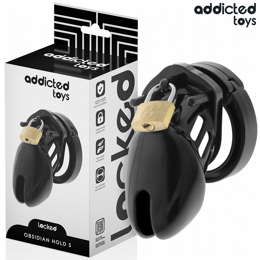 Addicted Toys Locked Obsidian Hold penis cage, size S