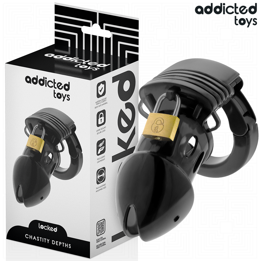 Addicted Toys locked chastity depths penis cage, 7.5 cm