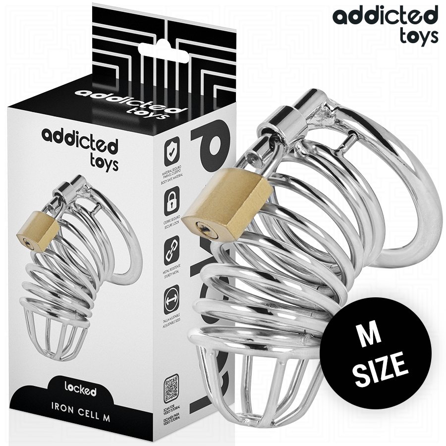 Addicted Toys Locked Iron Cell metal penis cage, size M