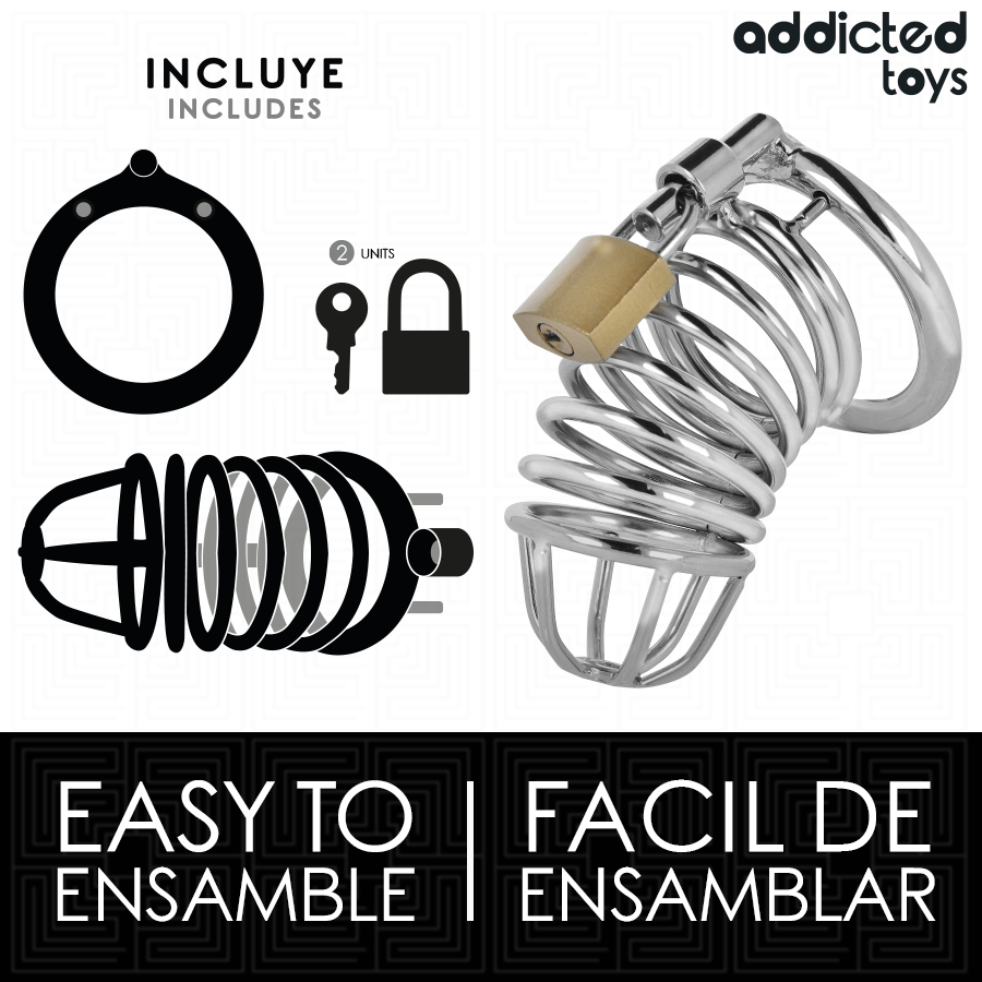 ADDICTED TOYS LOCKED - IRON CELL METAL PENIS CAGE SIZE M
