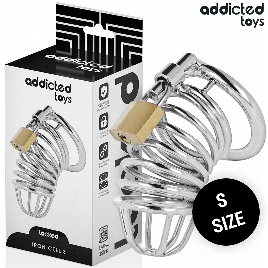 Addicted Toys Locked Iron Cell metal penis cage, 4 cm, size S