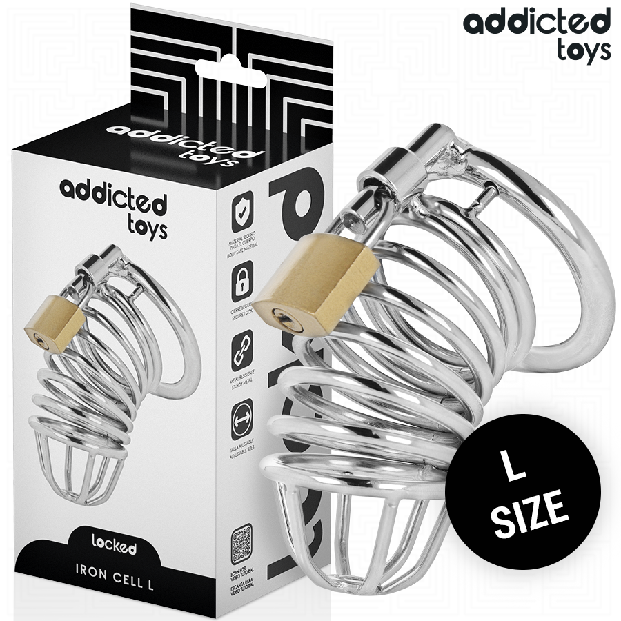 Addicted Toys Locked Iron Cell metal penis cage, 5 cm, size L
