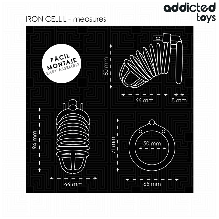 ADDICTED TOYS LOCKED - IRON CELL METAL PENIS CAGE 5 CM SIZE L