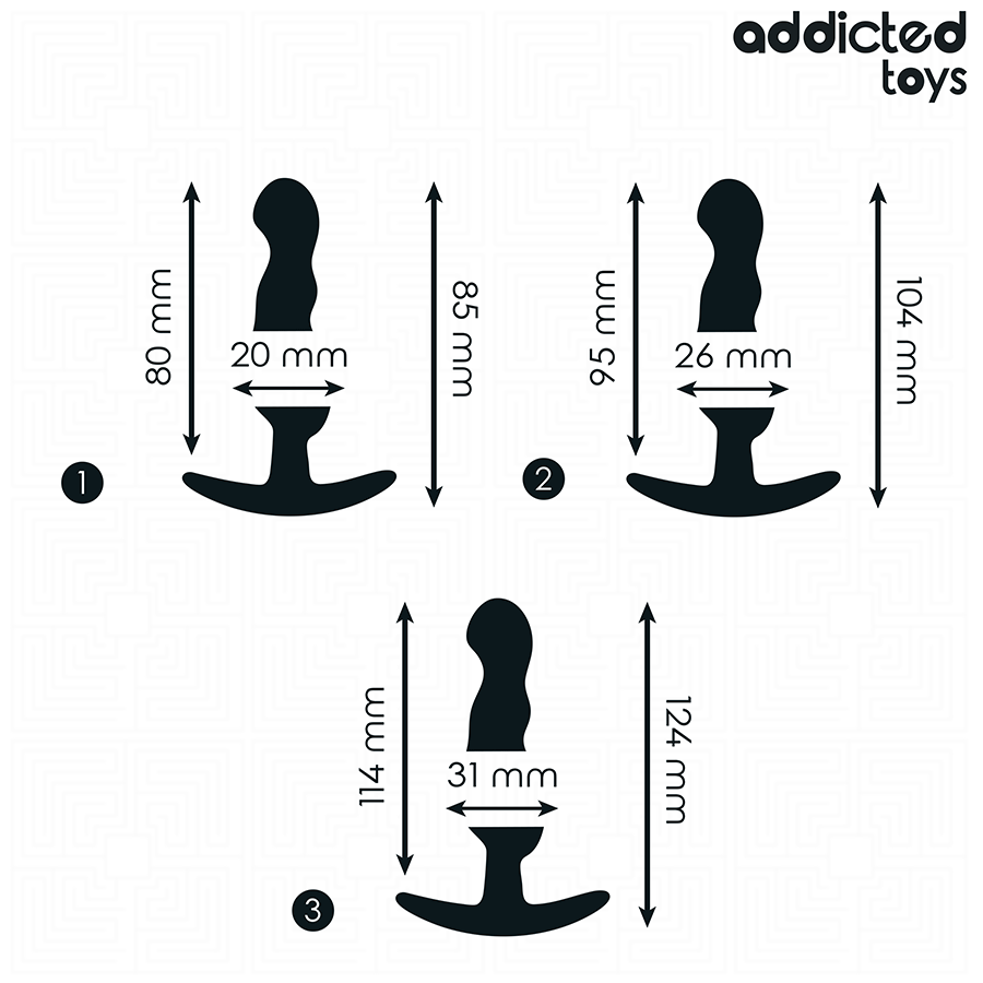 Addicted Toys Set Of 3 Anal Plug Silicone Model 1 — Black · Silicone