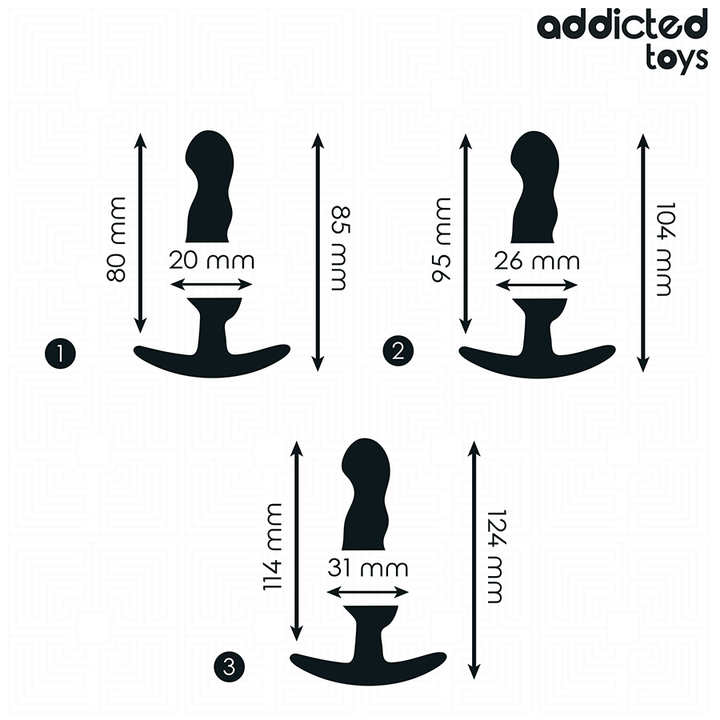 Addicted Toys Set Of 3 Anal Plug Silicone Model 1 — Black · Silicone