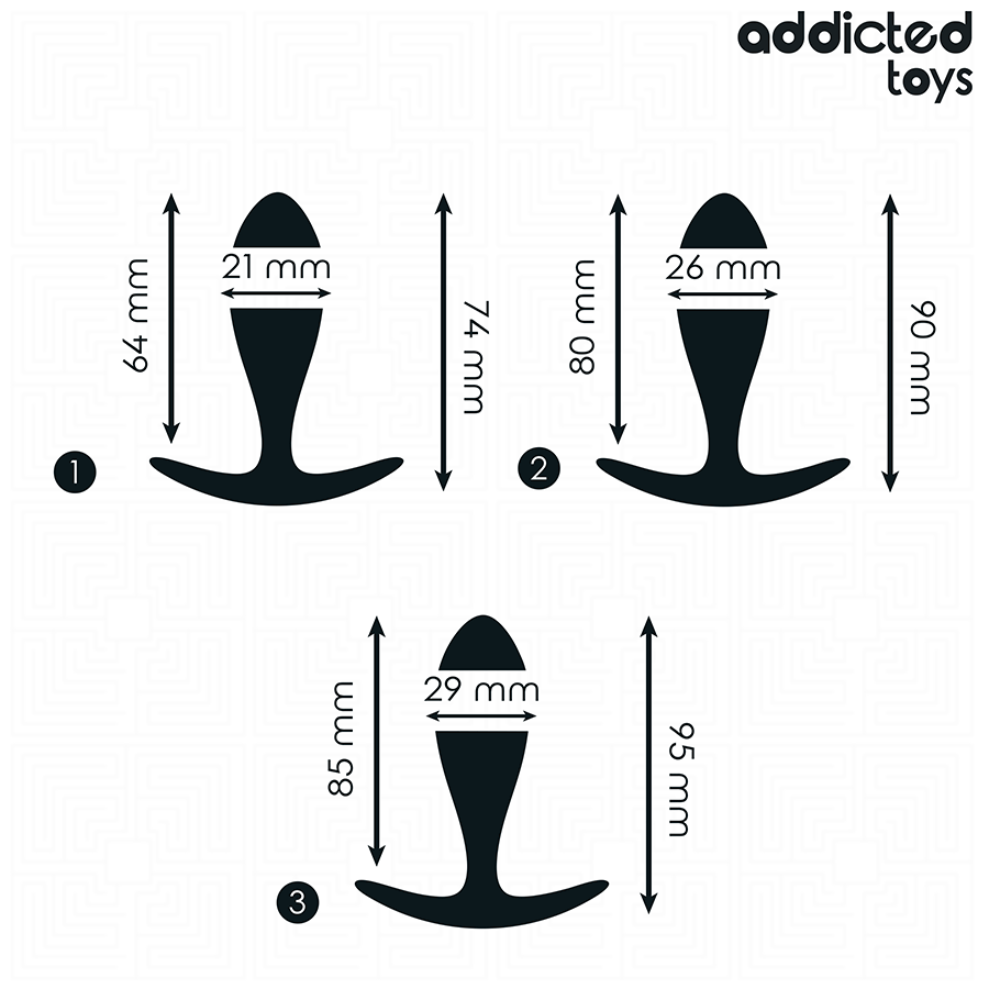 Addicted Toys Set Of 3 Anal Plug Silicone Model 2 — Black · Silicone