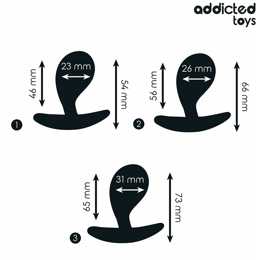 Addicted Toys Set Of 3 Anal Plug Silicone Model 3 — Black · Silicone