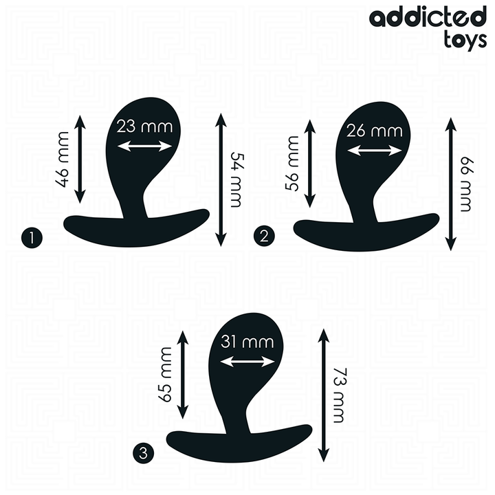 Addicted Toys Set Of 3 Anal Plug Silicone Model 3 — Black · Silicone