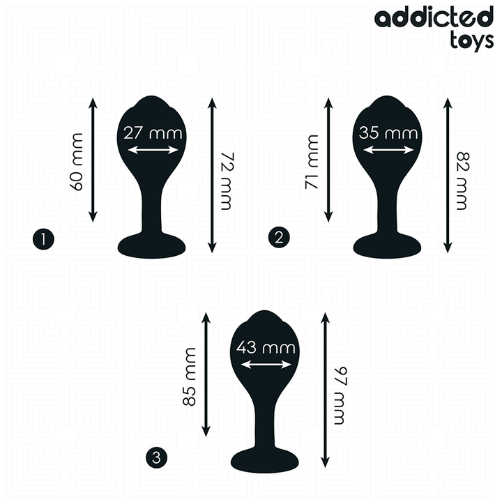 Addicted Toys Set Of 3 Anal Plug Silicone With Jewel — Black · Silicone