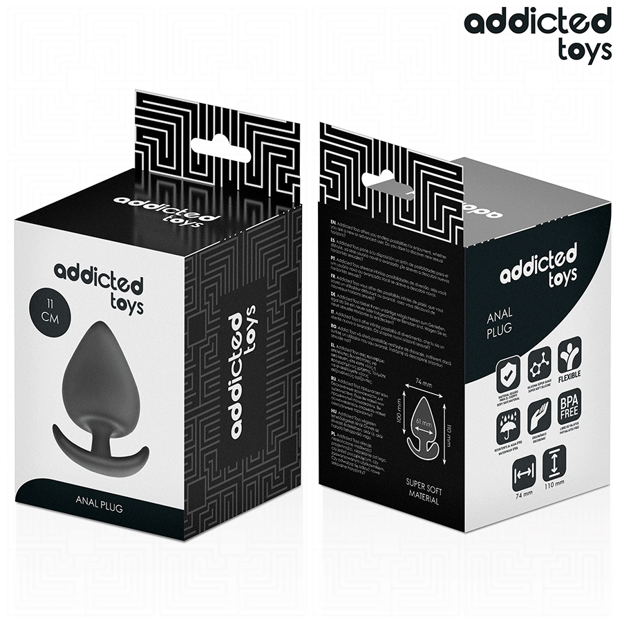 Addicted Toys Anal Plug Silicone Size XXL 11 CM — Black · Silicone