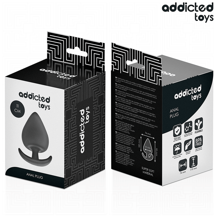 Addicted Toys Anal Plug Silicone Size XXL 11 CM — Black · Silicone