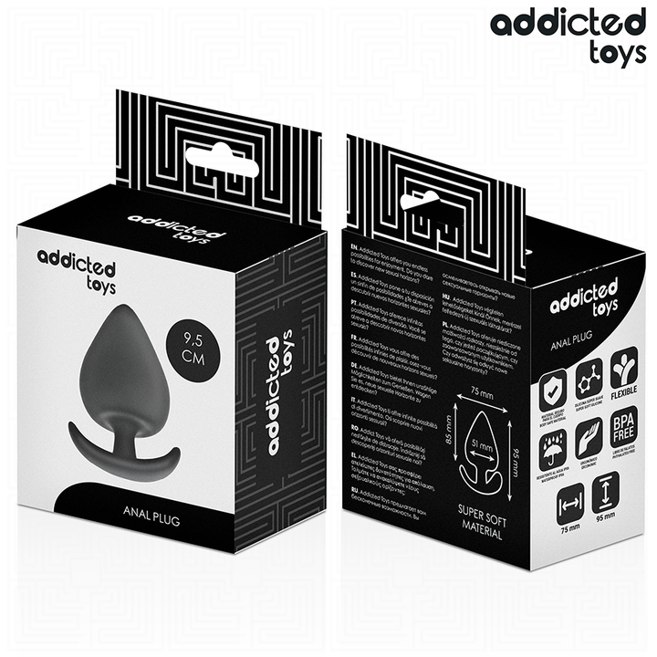 Addicted Toys Anal Plug Silicone Size XL 9.5 CM — Black · Silicone