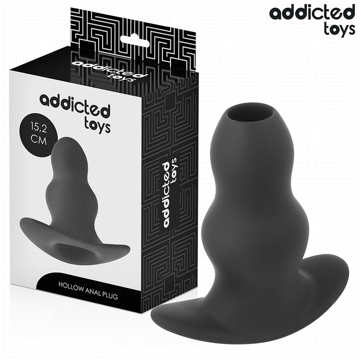 Addicted Toys Hollow Anal Plug Silicone Size XXL 15.2 CM — Black · Silicone